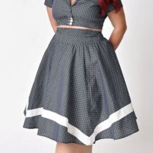 Polka Dot Blue Skirt Set